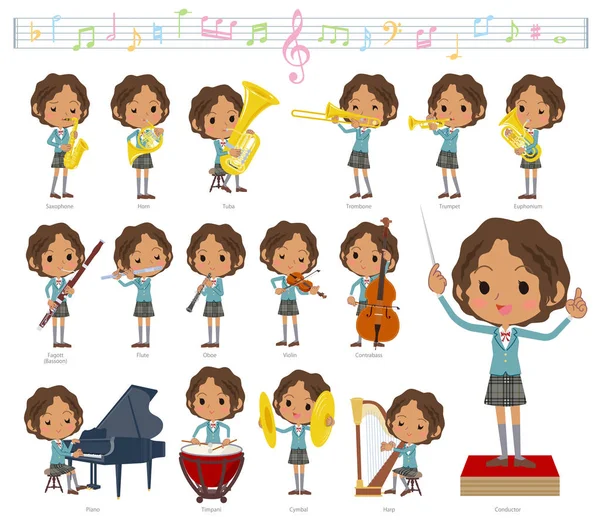 Liseli kız klasik müzik performansları üzerinde bir dizi