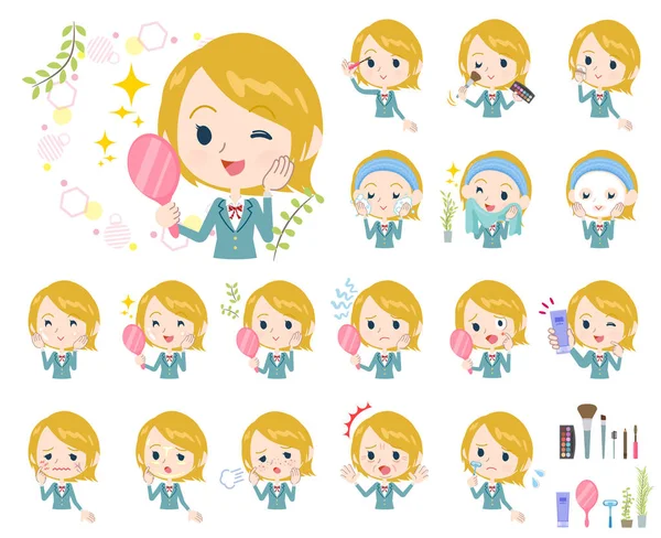 Set School Girl Beauty — Stock Vector