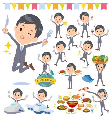 Erkekler yemek olayları kümesi. Bir çatal ve kaşıkla ve eğlenceli yaşıyorsanız eylem vardır. Böylece düzenlemek kolaydır vektör sanat değil.