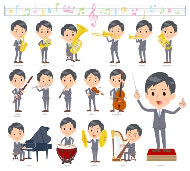 Birtakım adamlar klasik müzik performansları üzerinde. Eylem çeşitli aletleri yaylı aletler ve rüzgar aletleri gibi oynamak için vardır. Böylece düzenlemek kolaydır vektör sanat değil.