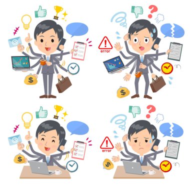 Ofiste çoklu görevler gerçekleştiren erkekler kümesi. Sorunsuz yapmam gerekenler ve bu panik içinde bir desen vardır. Böylece düzenlemek kolaydır vektör sanat değil.