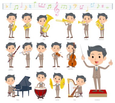 Klasik müzik performansları üzerinde işadamı kümesi. Eylem çeşitli aletleri yaylı aletler ve rüzgar aletleri gibi oynamak için vardır. Böylece düzenlemek kolaydır vektör sanat değil.