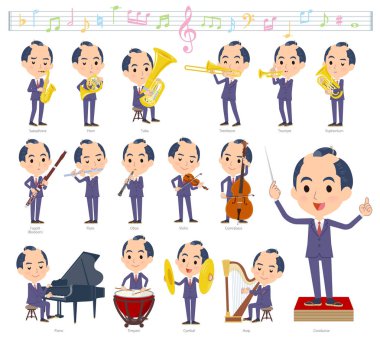 Klasik müzik performansları üzerinde işadamı kümesi. Eylem çeşitli aletleri yaylı aletler ve rüzgar aletleri gibi oynamak için vardır. Böylece düzenlemek kolaydır vektör sanat değil.