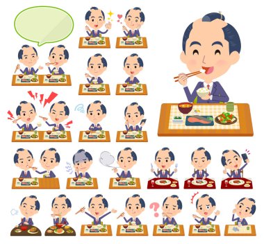 Bir grup işadamı yemekler hakkında. Japon ve Çin mutfağı, ve benzeri Batı tarzı yemekleri. Böylece düzenlemek kolaydır vektör sanat değil.