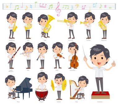 Klasik müzik performansları üzerinde işadamı kümesi. Eylem çeşitli aletleri yaylı aletler ve rüzgar aletleri gibi oynamak için vardır. Böylece düzenlemek kolaydır vektör sanat değil.