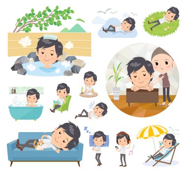 Bir grup işadamı rahatlatıcı hakkında. Tatil ve stres kabartma gibi eylemler vardır. Böylece düzenlemek kolaydır vektör sanat değil.