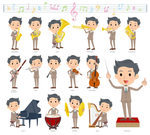 Klasik müzik performansları üzerinde işadamı kümesi. Eylem çeşitli aletleri yaylı aletler ve rüzgar aletleri gibi oynamak için vardır. Böylece düzenlemek kolaydır vektör sanat değil.
