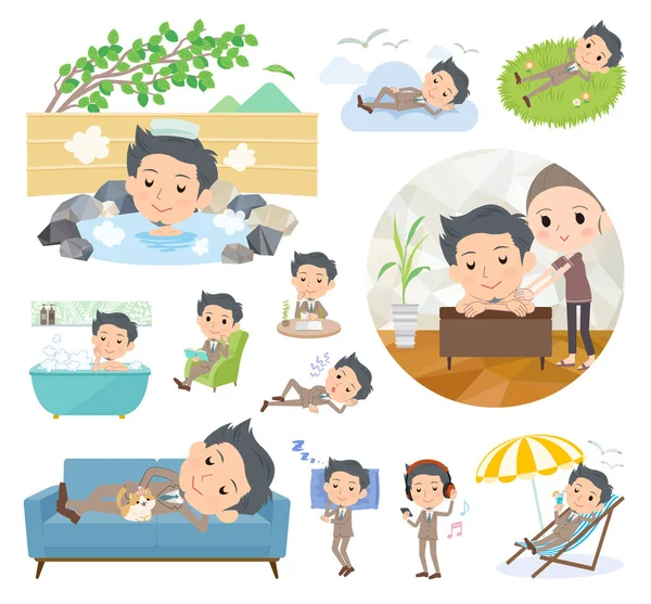 Bir grup işadamı rahatlatıcı hakkında. Tatil ve stres kabartma gibi eylemler vardır. Böylece düzenlemek kolaydır vektör sanat değil.