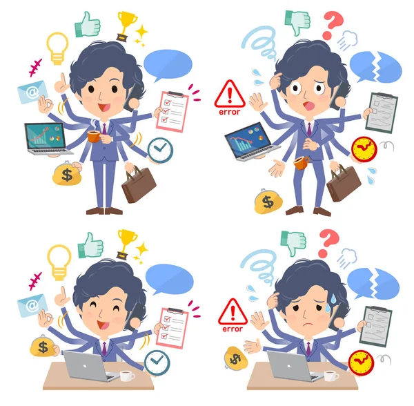 Ofiste çoklu görevler gerçekleştiren iş adamı grubu. Sorunsuz yapmam gerekenler ve bu panik içinde bir desen vardır. Böylece düzenlemek kolaydır vektör sanat değil.