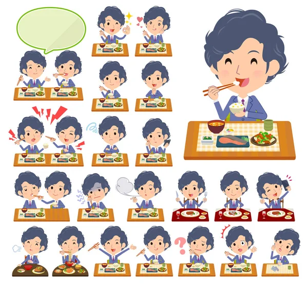 Bir grup işadamı yemekler hakkında. Japon ve Çin mutfağı, ve benzeri Batı tarzı yemekleri. Böylece düzenlemek kolaydır vektör sanat değil.