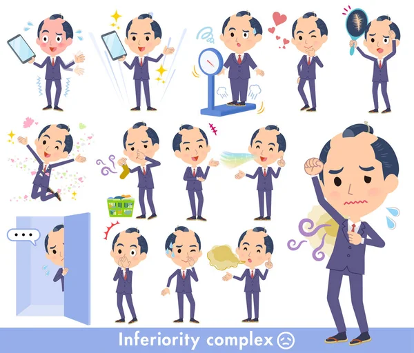 Aşağılık kompleksi üzerinde işadamı kümesi. Acı koku ve görünümü eylem vardır. Böylece düzenlemek kolaydır vektör sanat değil.