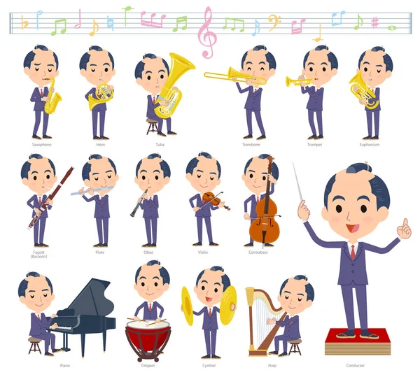 Klasik müzik performansları üzerinde işadamı kümesi. Eylem çeşitli aletleri yaylı aletler ve rüzgar aletleri gibi oynamak için vardır. Böylece düzenlemek kolaydır vektör sanat değil.