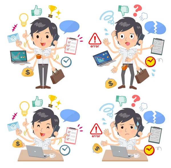 Ofiste çoklu görevler gerçekleştiren iş adamı grubu. Sorunsuz yapmam gerekenler ve bu panik içinde bir desen vardır. Böylece düzenlemek kolaydır vektör sanat değil.