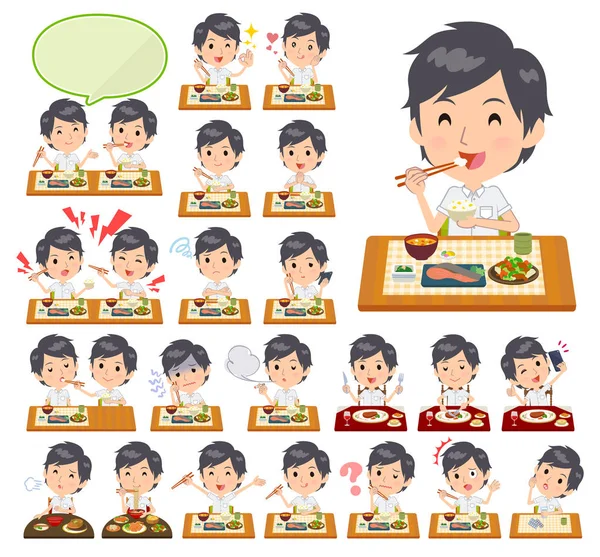 Bir grup işadamı yemekler hakkında. Japon ve Çin mutfağı, ve benzeri Batı tarzı yemekleri. Böylece düzenlemek kolaydır vektör sanat değil.