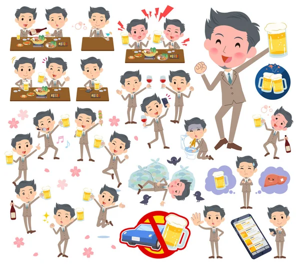 Bir dizi alkol ile ilgili iş adamı. Bir canlı görünüm ve başarısızlık alkol hakkında ifade eylem vardır. Böylece düzenlemek kolaydır vektör sanat değil.