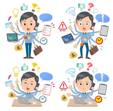 Ofiste çoklu görevler gerçekleştiren erkekler kümesi. Sorunsuz yapmam gerekenler ve bu panik içinde bir desen vardır. Böylece düzenlemek kolaydır vektör sanat değil.