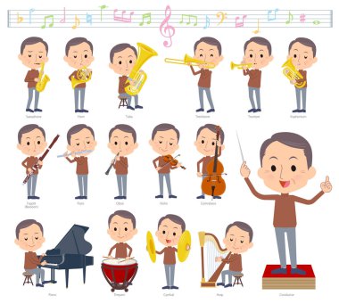 Klasik müzik performansları orta adam kümesi. Eylem çeşitli aletleri yaylı aletler ve rüzgar aletleri gibi oynamak için vardır. Böylece düzenlemek kolaydır vektör sanat değil.
