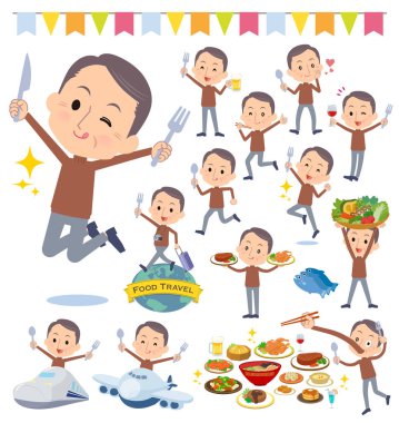 Orta Erkekler gıda olayları kümesi. Bir çatal ve kaşıkla ve eğlenceli yaşıyorsanız eylem vardır. Böylece düzenlemek kolaydır vektör sanat değil.