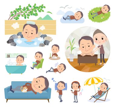 Rahatlatıcı hakkında orta erkekler kümesi. Tatil ve stres kabartma gibi eylemler vardır. Böylece düzenlemek kolaydır vektör sanat değil.