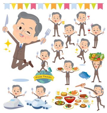 Orta Erkekler gıda olayları kümesi. Bir çatal ve kaşıkla ve eğlenceli yaşıyorsanız eylem vardır. Böylece düzenlemek kolaydır vektör sanat değil.