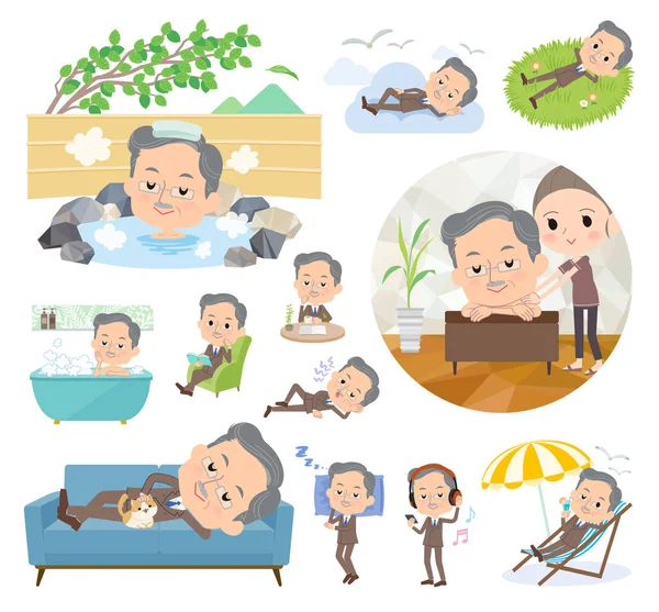 Set Middle Men Relaxing Actions Vacation Stress Relief Vector Art — стоковый вектор