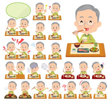 Yaşlı adamlar yemekler hakkında bir dizi. Japon ve Çin mutfağı, ve benzeri Batı tarzı yemekleri. Böylece düzenlemek kolaydır vektör sanat değil.