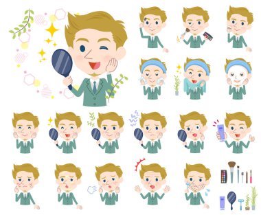 Birtakım adamlar güzellik. Cilt Bakımı ve makyaj gibi çeşitli eylemler vardır. Böylece düzenlemek kolaydır vektör sanat değil.