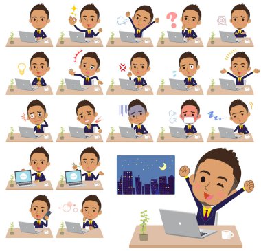 Erkekler masa üzerinde bir dizi çalışır. Duygu ve yorgunluk gibi çeşitli eylemler vardır. Böylece düzenlemek kolaydır vektör sanat değil.