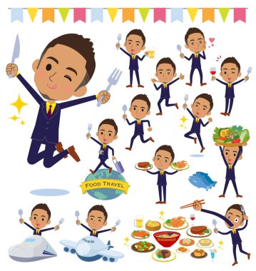 Erkekler yemek olayları kümesi. Bir çatal ve kaşıkla ve eğlenceli yaşıyorsanız eylem vardır. Böylece düzenlemek kolaydır vektör sanat değil.