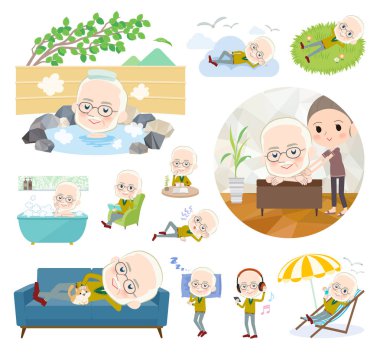 İhtiyarlar rahatlatıcı hakkında bir dizi. Tatil ve stres kabartma gibi eylemler vardır. Böylece düzenlemek kolaydır vektör sanat değil.
