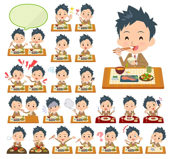 Ensemble Écolier Sur Les Repas Cuisine Japonaise Chinoise Plats Style — Image vectorielle