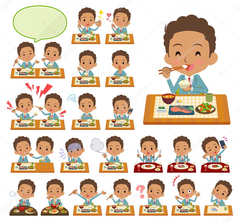 A set of School boy about meals.Japanese and Chinese cuisine, Western style dishes and so on.It's vector art so it's easy to edit.