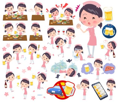 Hemşire kadın alkol ile ilgili bir dizi. Bir canlı görünüm ve başarısızlık alkol hakkında ifade eylem vardır. Böylece düzenlemek kolaydır vektör sanat değil.