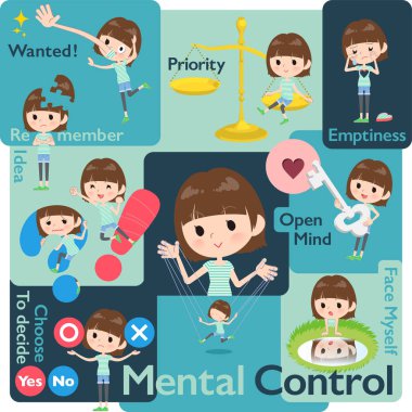 Birtakım duyguları kontrol eden kadınlar. Resim resimler öz duygu ifade çeşitli. Böylece düzenlemek kolaydır vektör sanat değil.