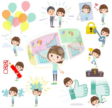 Kadınların başarı ve pozitif kümesi. Eylem iş ve çözüm de vardır. Böylece düzenlemek kolaydır vektör sanat değil.