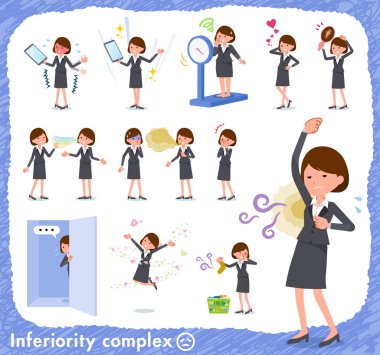 A set of women on inferiority complex.There are actions suffering from smell and appearance.It's vector art so it's easy to edit. clipart