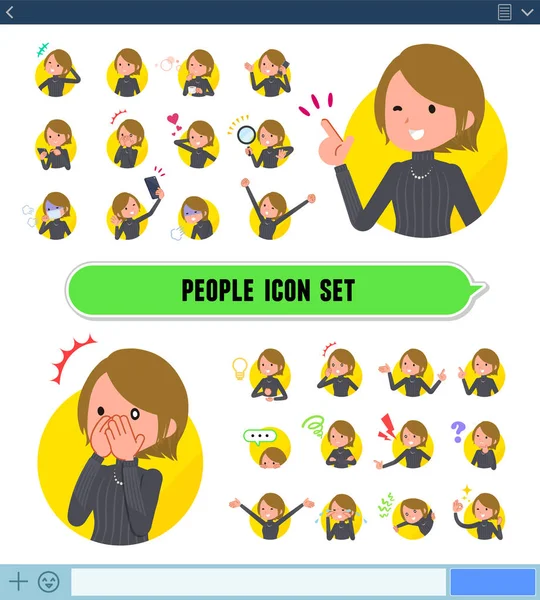 Set Woman Expresses Various Emotions Sns Screen Variations Emotions Joy — стоковый вектор