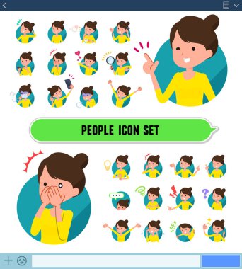 Kadınla bir dizi Sns ekrandaki çeşitli duygular ifade eder. Sevinç ve üzüntü gibi duyguların varyasyon vardır. Böylece düzenlemek kolaydır vektör sanat değil.