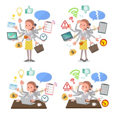 Ofiste çoklu görevler gerçekleştiren kadın kümesi. Sorunsuz yapmam gerekenler ve bu panik içinde bir desen vardır. Böylece düzenlemek kolaydır vektör sanat değil.