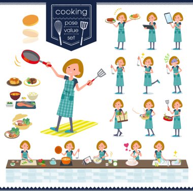 Kadınlar yemek hakkında bir dizi. Mutfakta çeşitli şekillerde yemek eylem vardır. Böylece düzenlemek kolaydır vektör sanat değil.