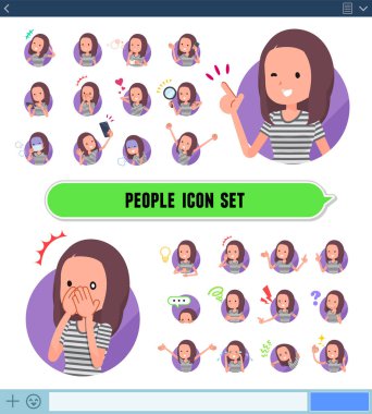 Kadınla bir dizi Sns ekrandaki çeşitli duygular ifade eder. Sevinç ve üzüntü gibi duyguların varyasyon vardır. Böylece düzenlemek kolaydır vektör sanat değil.