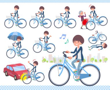 Kadınlar bir şehir döngüsü sürme kümesi. Eylem görgü ve sorunları vardır. Böylece düzenlemek kolaydır vektör sanat değil.