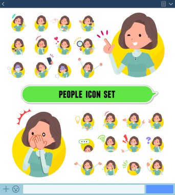 Kadınlarla bir dizi Sns ekrandaki çeşitli duygular ifade eder. Sevinç ve üzüntü gibi duyguların varyasyon vardır. Böylece düzenlemek kolaydır vektör sanat değil.