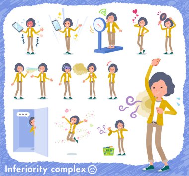 Aşağılık kompleksi orta kadın kümesi. Acı koku ve görünümü eylem vardır. Böylece düzenlemek kolaydır vektör sanat değil.