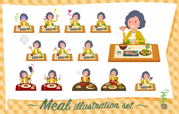 Conjunto Mujeres Medias Sobre Las Comidas Cocina Japonesa China Platos — Archivo Imágenes Vectoriales