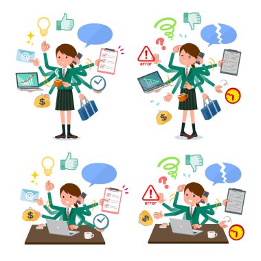 Ofiste çoklu görevler gerçekleştiren liseli kız kümesi. Sorunsuz yapmam gerekenler ve bu panik içinde bir desen vardır. Böylece düzenlemek kolaydır vektör sanat değil.