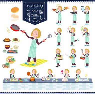 Kadınlar yemek hakkında bir dizi. Mutfakta çeşitli şekillerde yemek eylem vardır. Böylece düzenlemek kolaydır vektör sanat değil.