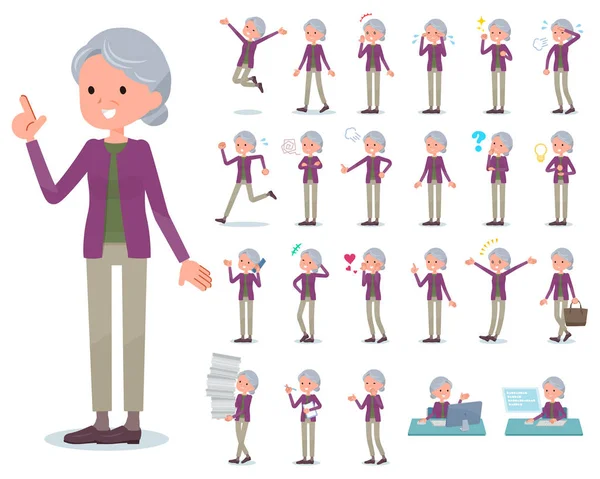 Insieme Donne Anziane Con Cui Esprimere Varie Emozioni Sono Azioni — Vettoriale Stock