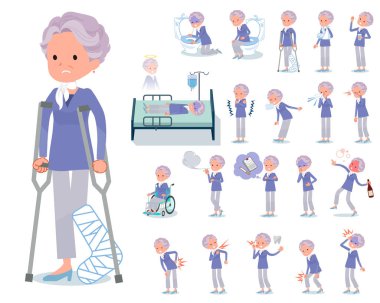 Yaşlı kadınlarla yaralanma ve hastalık kümesi. Bağımlılık ve ölüm hızlı eylem vardır. Böylece düzenlemek kolaydır vektör sanat değil.