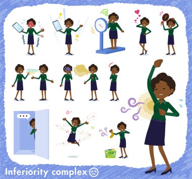 A set of women on inferiority complex.There are actions suffering from smell and appearance.It's vector art so it's easy to edit. clipart
